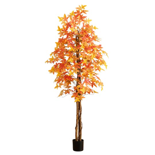 7Ft Autumn Deluxe Maple Artificial Fall Tree By Nearly Natural in Orange | 28" x 26" x 84" | Michaels®